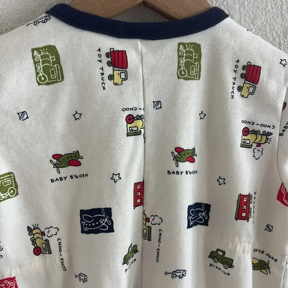 Vintage Baby B'Gosh 100% Combed Cotton Transportation Snap Button Bodysuit